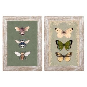 Vintage Bee & Butterfly Wall Art Set